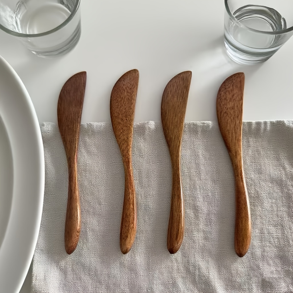Kitchen Gadgets In Japan - 1Pc 木製マーマレードナイフ日本バタースパチュラディナーナイフ厚い木製ハンドルナイフスタイルチーズカッターキッチンツールガジェット
