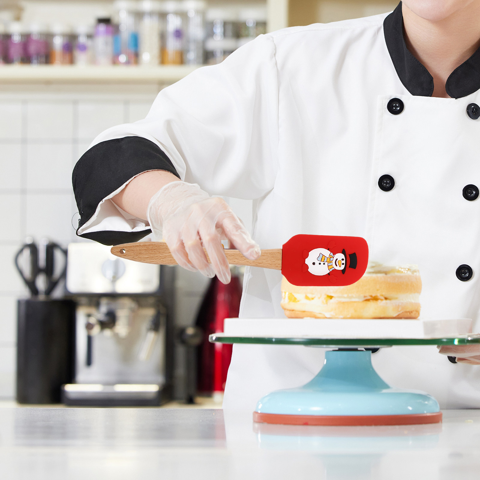 Kitchen Gadgets Xmas - 3個セット ベーキング用シリコンスパチュラ 木製ハンドル ノンスティック バタースプレッダー ケーキクリームスクレーパー
