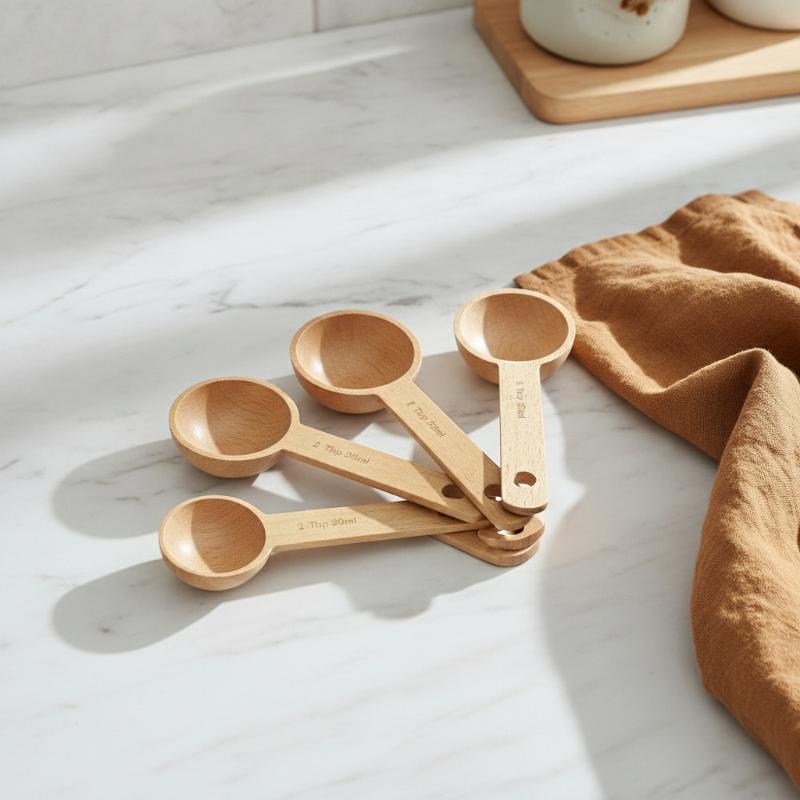 Kitchen Gadgets For Chefs - 木製計量スプーン 7.5-45ML ポータブル ブナ材/クルミ材 環境に優しいキッチンツール 家庭料理人/ベーキング愛好家へのギフト