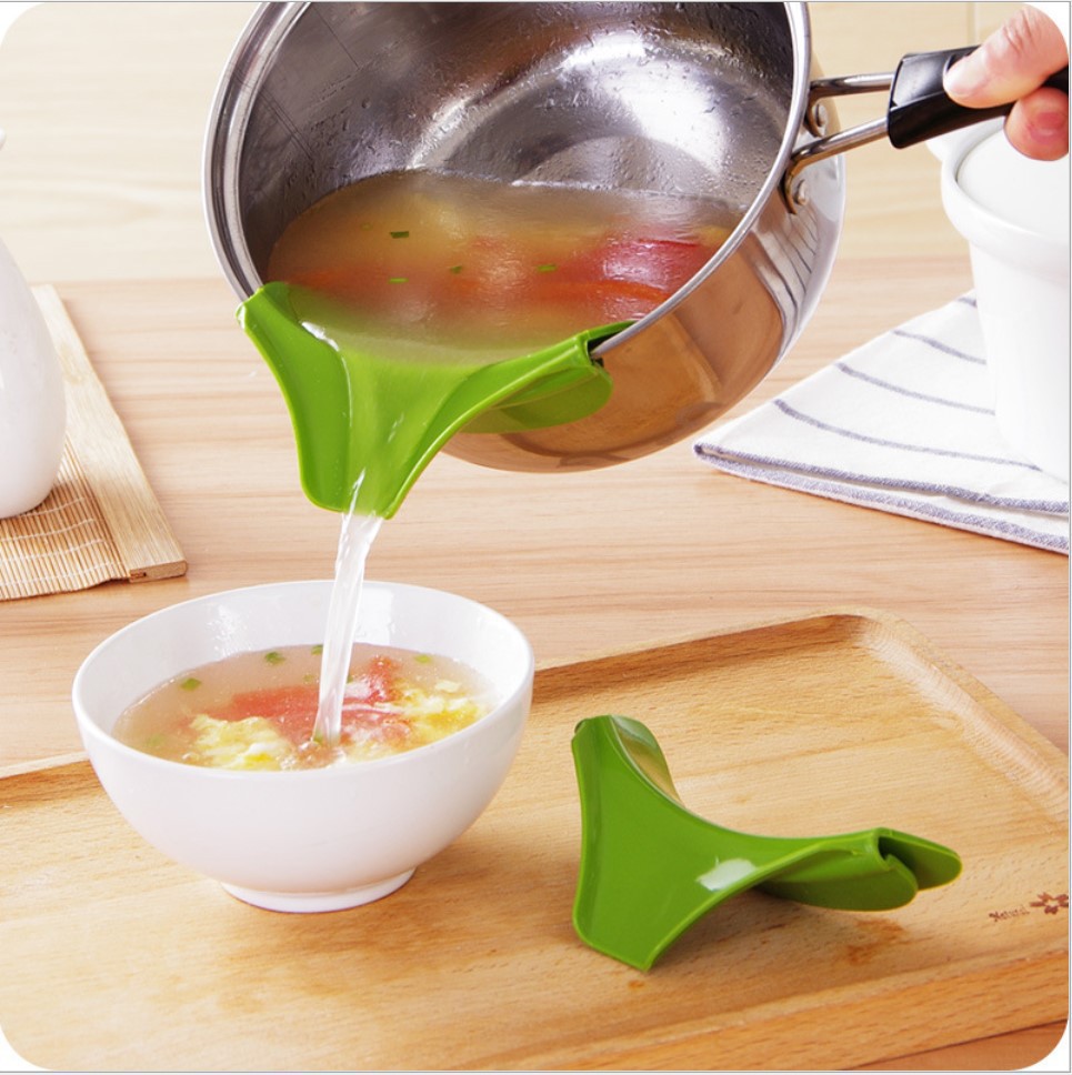 Kitchen Gadgets Guide - 1/2個入りキッチン漏斗、鍋やボウル用クリップ式シリコンストレーナー、液だれ防止液体ガイドノズルキッチンガジェット
