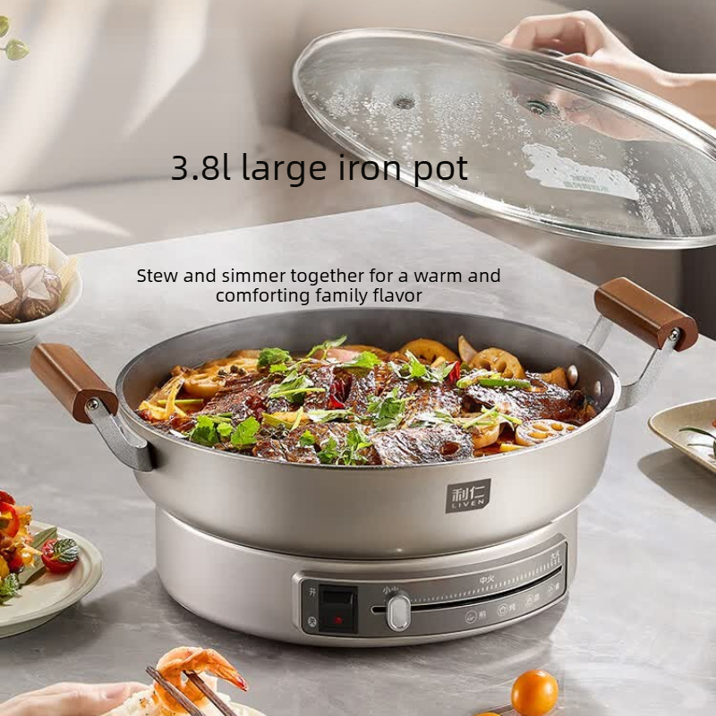 Cast Iron Skillet - 32cm大型深型グリルパン、鋳鉄製スキレット、0コーティング、無毒、均一な熱分布、お手入れ簡単、家庭での毎日の食事に最適な調理器具