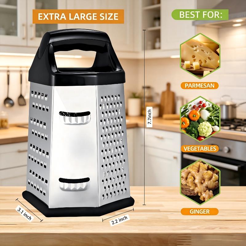 Cheese Grater Box - 6面ステンレス鋼ボックスグレーター多機能手動スライサーシュレッダー、ポテト、チーズ、野菜用キッチンアクセサリー
