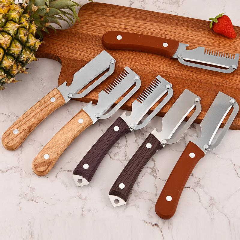 Kitchen Gadgets For Chefs - 3 in 1の波刃ピーラーナイフ、野菜用多機能キッチンツール、シェフ向け便利な栓抜き付き