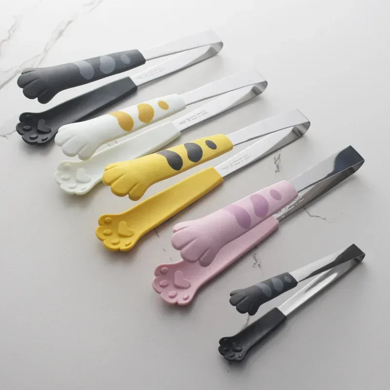Kitchen Gadgets New 2025 - 猫の足の形の食品トングかわいい漫画食事トングステンレス鋼バーベキュートングサンドイッチベーキングクリップキッチンガジェット新 2025