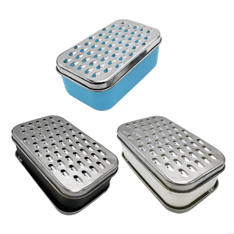 Cheese Grater Box - 400dチーズのおろし、食品貯蓄者コンテナ2 in1フルーツチョッパータマネギチョッパー容器ステンレススチールボックスと