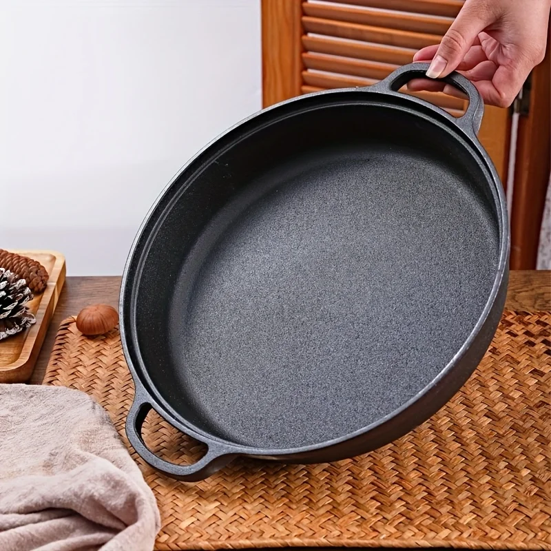Cast Iron Skillet - 1PC鋳鉄製フライパン、焦げ付き防止＆防錆。 IH、ガスコンロ、屋外調理に最適。優れた保温性。