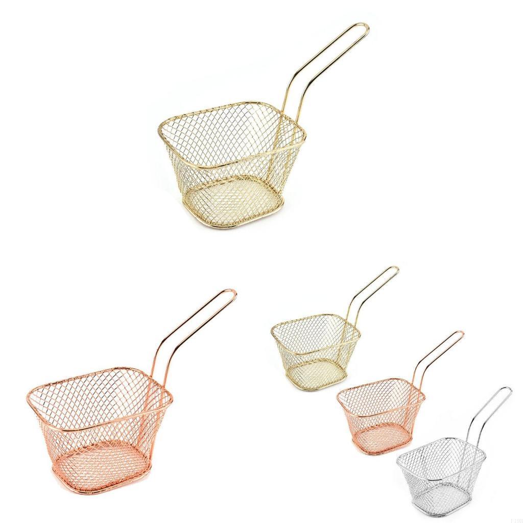 Kitchen Gadgets For Chefs - F19B チップスクエアメッシュフライバスケットスクエアフレンチフライチップネットストレーナーキッチン食用油フィルターステンレス鋼素材