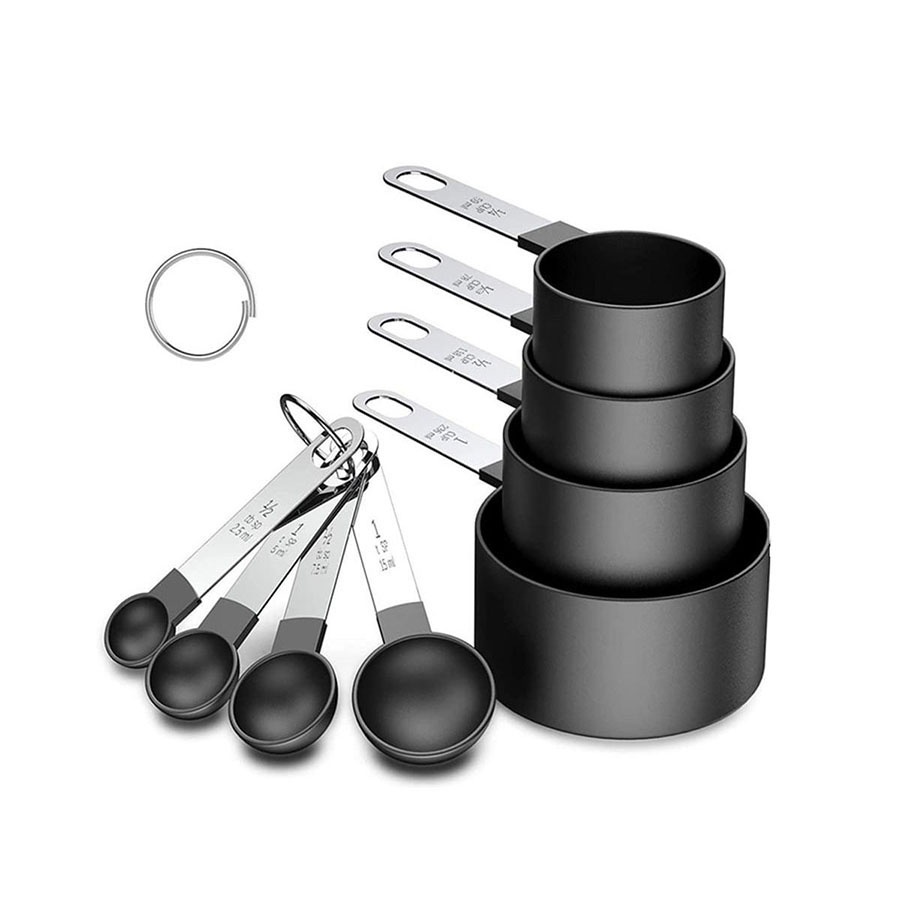 Kitchen Gadgets Everyone Needs - 4 個/8 個プラスチック計量カップスプーンセットステンレス鋼ハンドルキッチンベーキングツールアクセサリー計量ガジェット