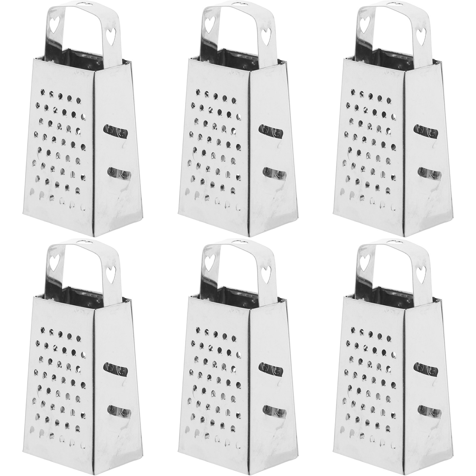 Cheese Grater Box - 6個入りミニステンレス鋼チーズグレーター、四面刃キッチンツール、細かく粗く挽く、スライス、野菜や果物の細断に