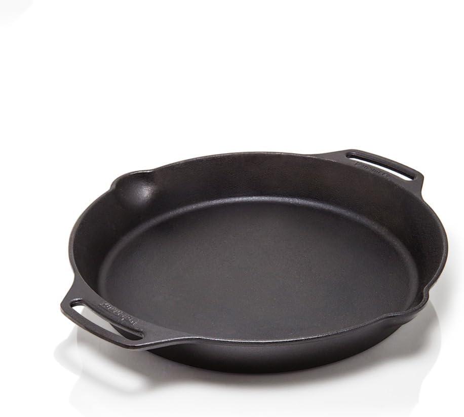 Cast Iron Skillet - 14インチのプレシーズン加工済み鋳鉄製スキレット、キャンプやキッチンでの使用に最適、焚き火、オーブン、コンロで使用可能、均一な熱分布