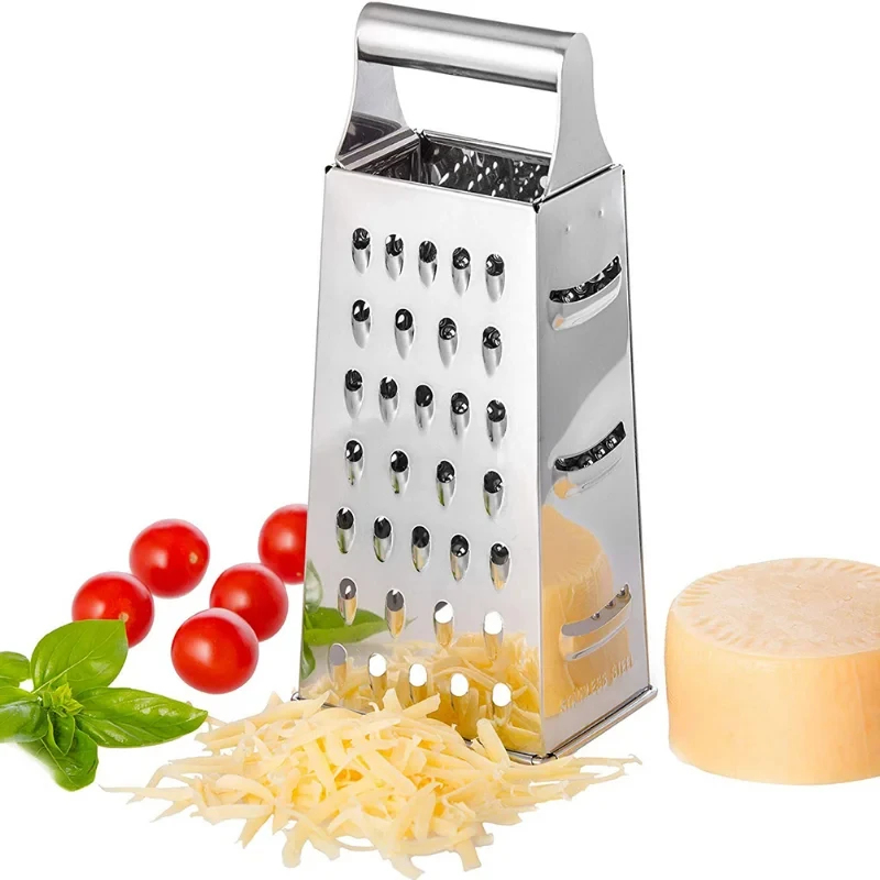 Cheese Grater Box - ステンレス製4面刃家庭用ボックスグレーター容器多目的野菜カッターキッチンツール手動チーズスライサー