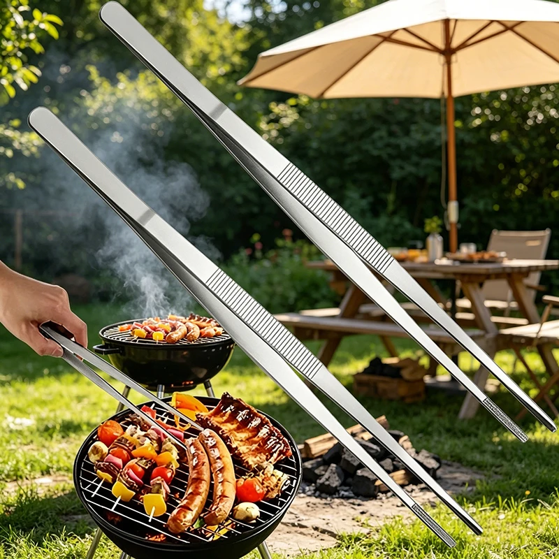 Kitchen Gadgets And Utensils - 多機能バーベキュートングステンレス鋼食品トングバーベキュークリップキッチンガジェット調理ピンセットビュッフェツール CFQJ006
