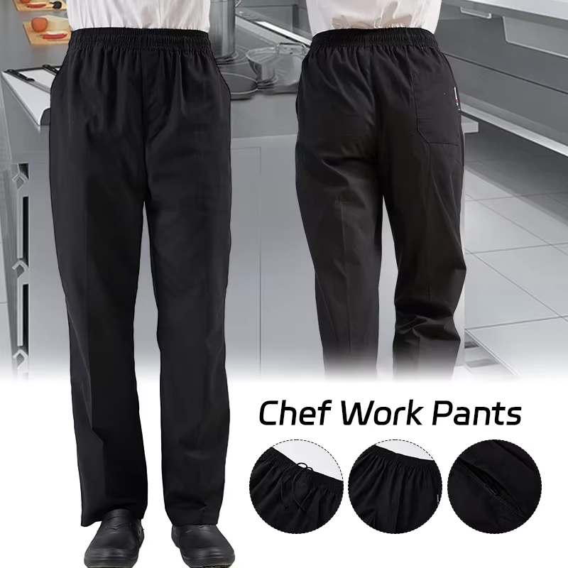 Kitchen Gadgets For Women - 高品質シェフボトムス男性用新しいシェフパンツ調理レストランキッチン軽量黒シェフズボンアクセサリー女性