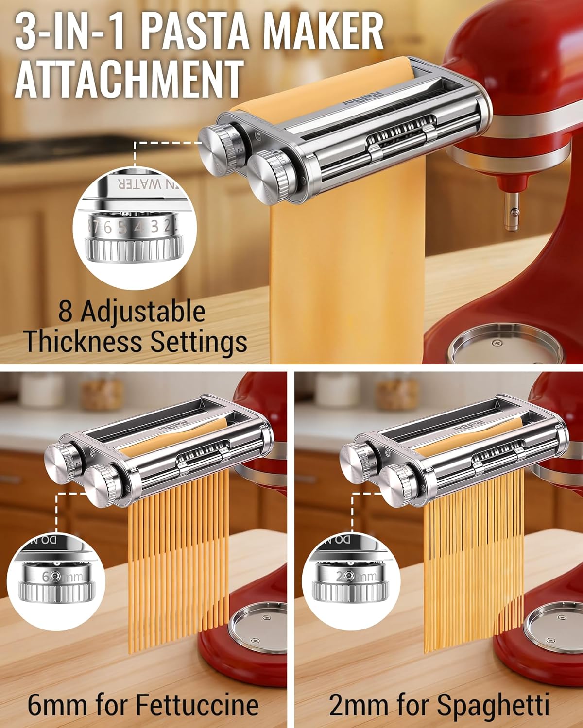 キッチンエイドミキサー3-in-1パスタローラーカッターアタ - Kitchen Gadgets Mixer のレビューと価格