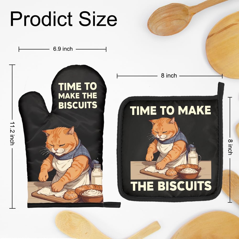 ビスケット柄の面白い猫のオーブンミットと鍋つかみセット、ペッ - Kitchen Gadgets For Dad のレビューと価格