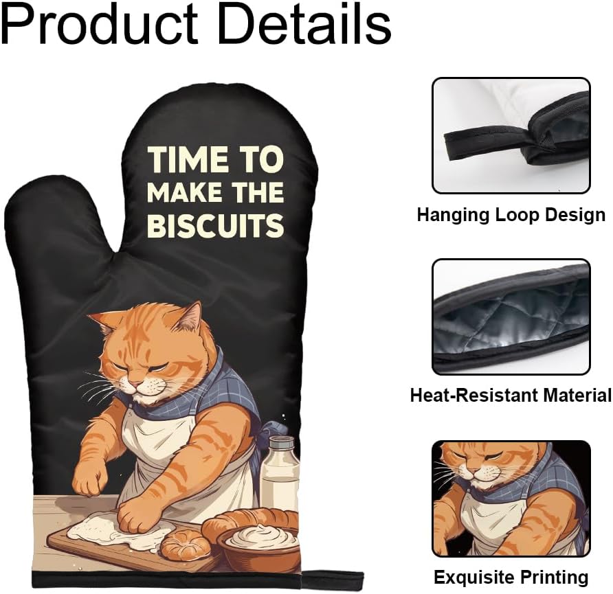 ビスケット柄の面白い猫のオーブンミットと鍋つかみセット、ペッ - Kitchen Gadgets For Dad のレビューと価格