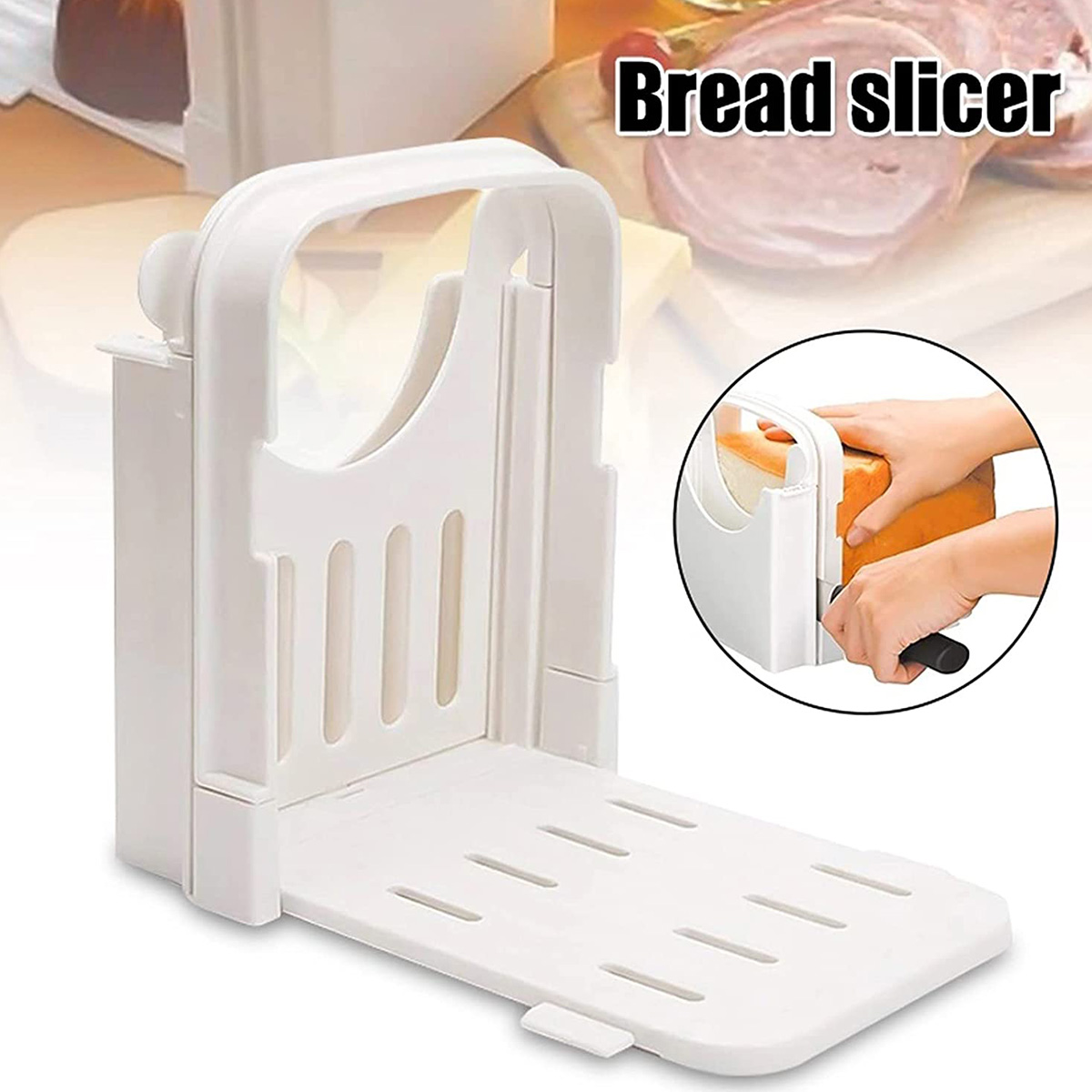 トーストスライサーツール折りたたみ式パンスライサー調節可能な - Kitchen Gadgets Guide のレビューと価格