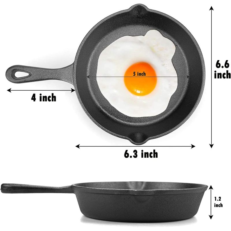 6インチ鋳鉄製スキレット、ドリップスパウト付きフライパン、プ - Cast Iron Skillet のレビューと価格