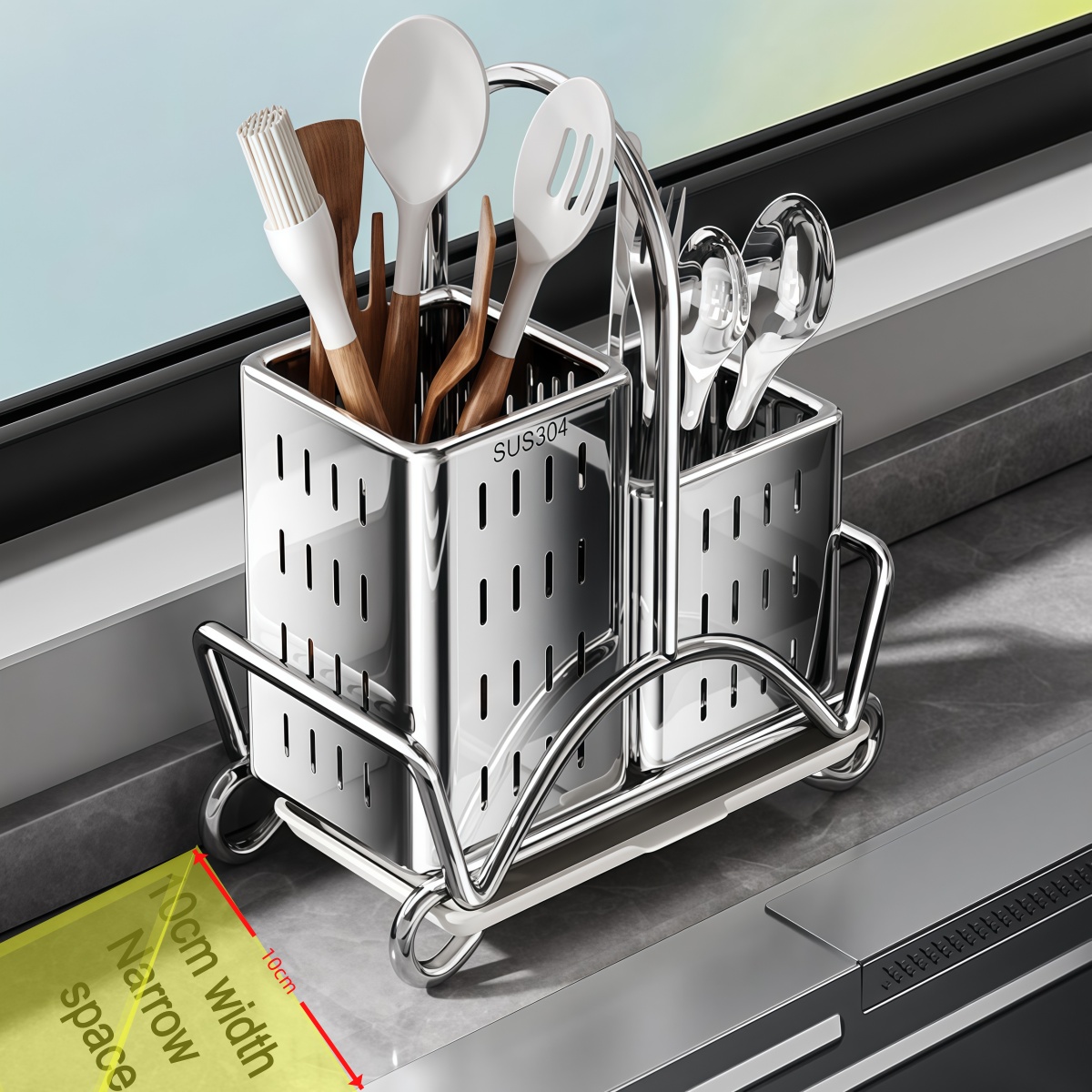 ステンレス製 カトラリースタンド 多機能 スプーン フォーク - Kitchen Gadgets And Utensils のレビューと価格