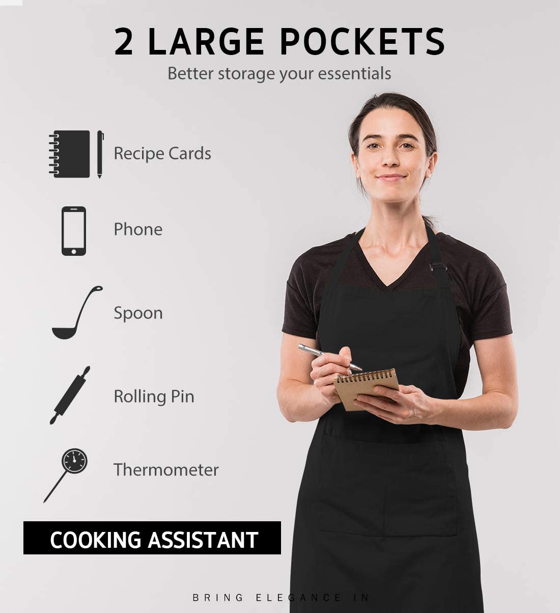 18 色カスタムロゴエプロン女性男性シェフ作業グリルレストラ - Kitchen Gadgets For Women のレビューと価格