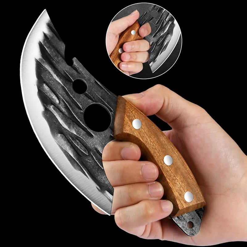 手鍛造ステンレス鋼肉切り包丁、骨抜きナイフ、木製ハンドル付き - Kitchen Gadgets For Dad のレビューと価格