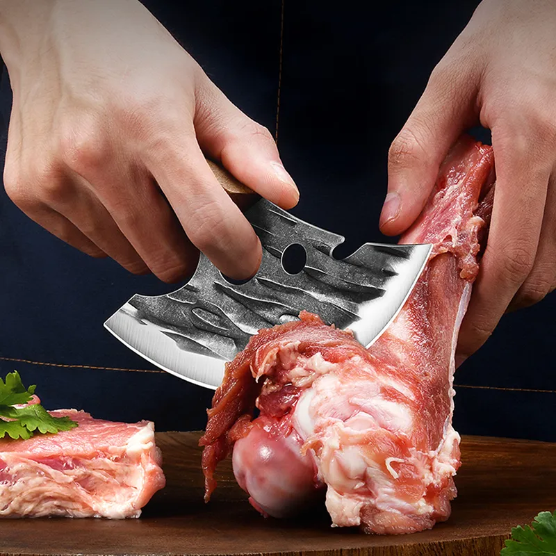 手鍛造ステンレス鋼肉切り包丁、骨抜きナイフ、木製ハンドル付き - Kitchen Gadgets For Dad のレビューと価格