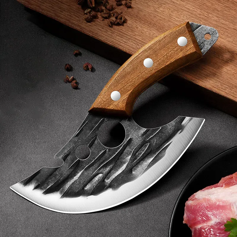 手鍛造ステンレス鋼肉切り包丁、骨抜きナイフ、木製ハンドル付き - Kitchen Gadgets For Dad のレビューと価格