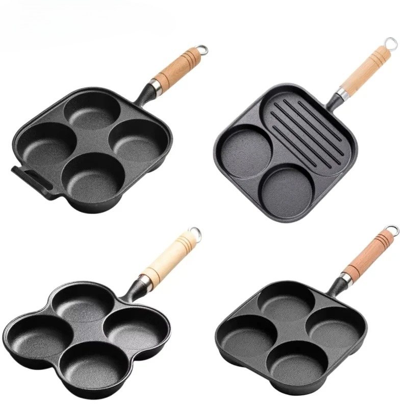 JUSTINLAU 2/4穴鋳鉄オムレツポット家庭用ノンステ - Cast Iron Skillet のレビューと価格