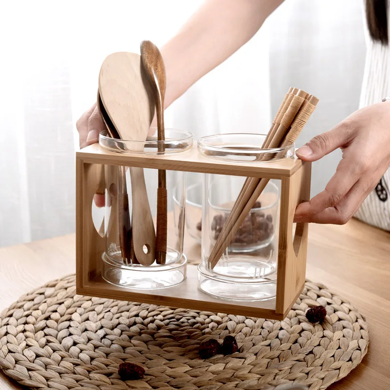 食器容器ホルダー ガラス製キッチンカトラリー収納チューブ 竹 - Kitchen Gadgets In Japan のレビューと価格