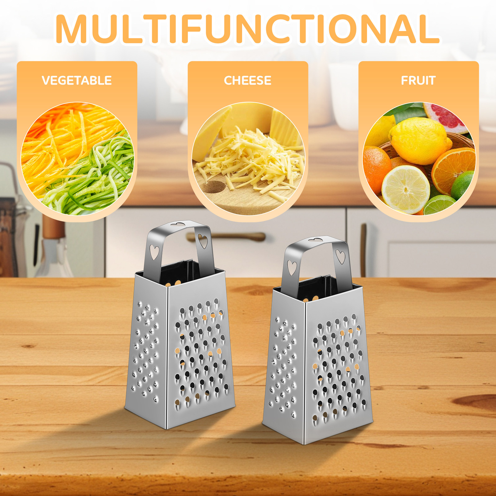 6個入りミニステンレス鋼チーズグレーター、四面刃キッチンツー - Cheese Grater Box のレビューと価格