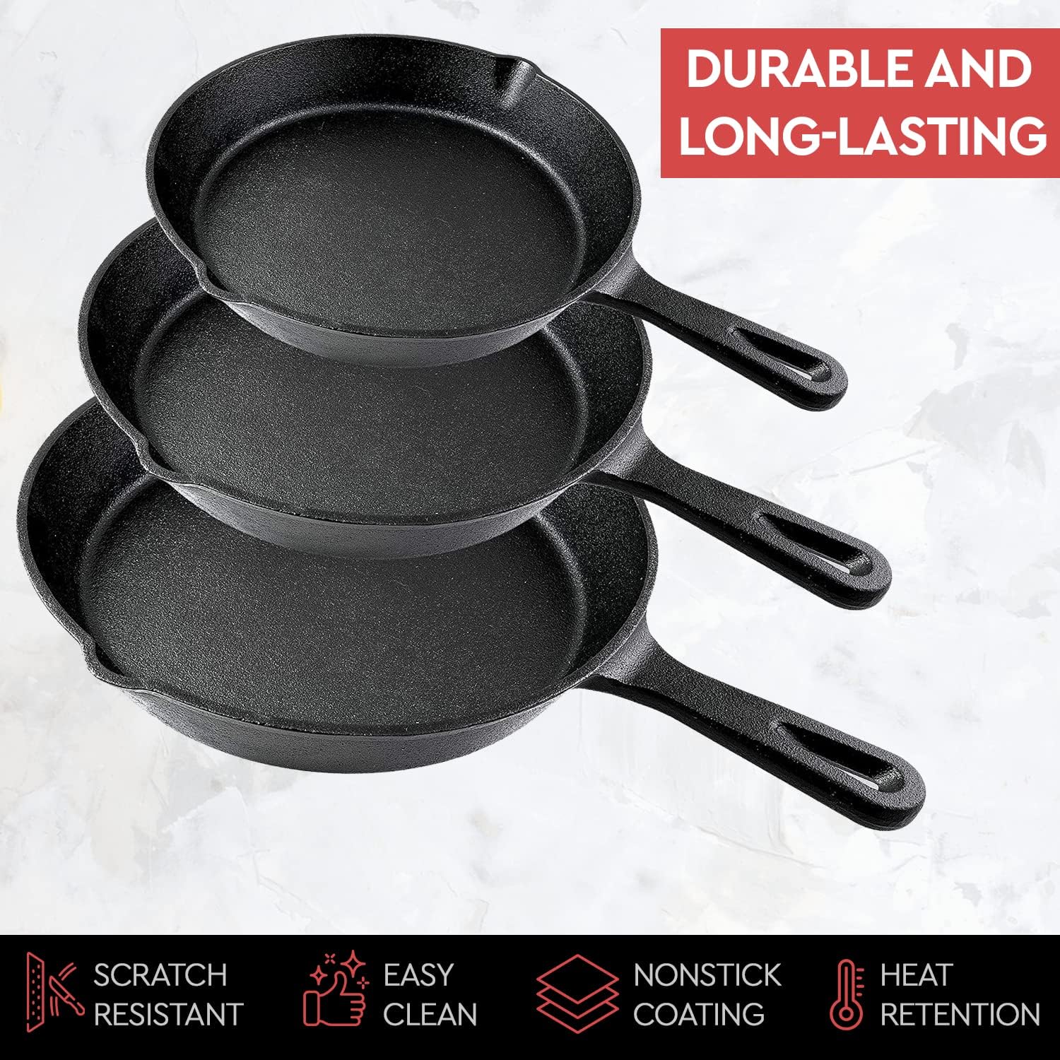 14/16/20cm 鋳鉄製フライパン ノンスティック オム - Cast Iron Skillet のレビューと価格
