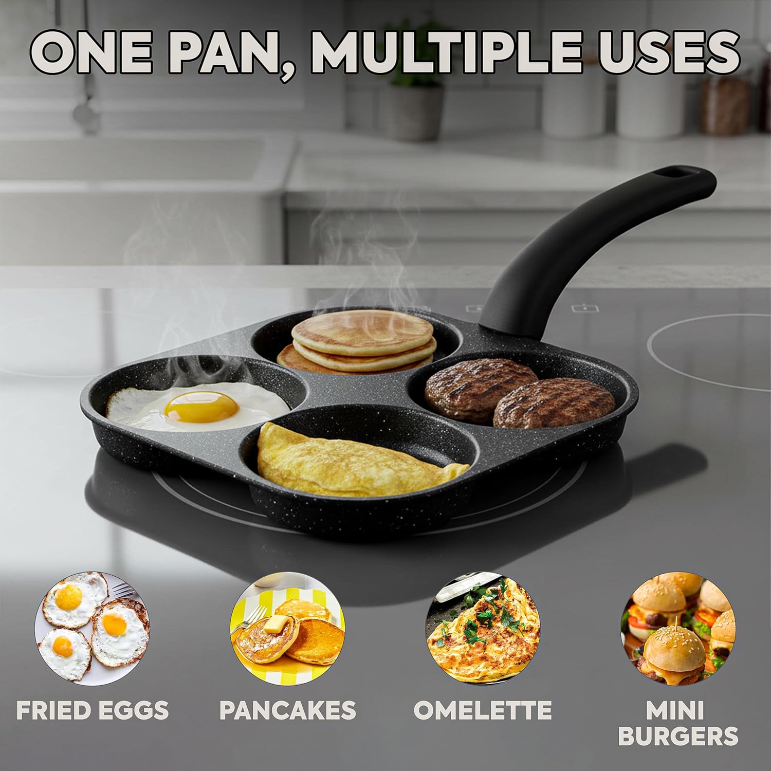 卵焼きフライパン ノンスティックパンケーキパン 4カップ調理 - Cast Iron Skillet のレビューと価格